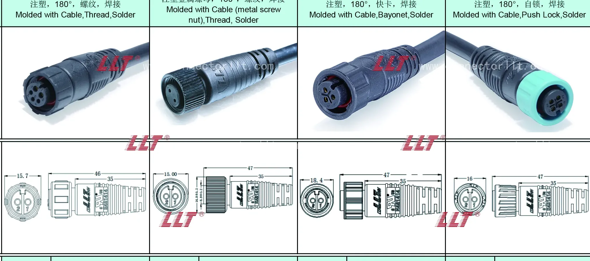 Injection Molded Male Connector (Female Pin)