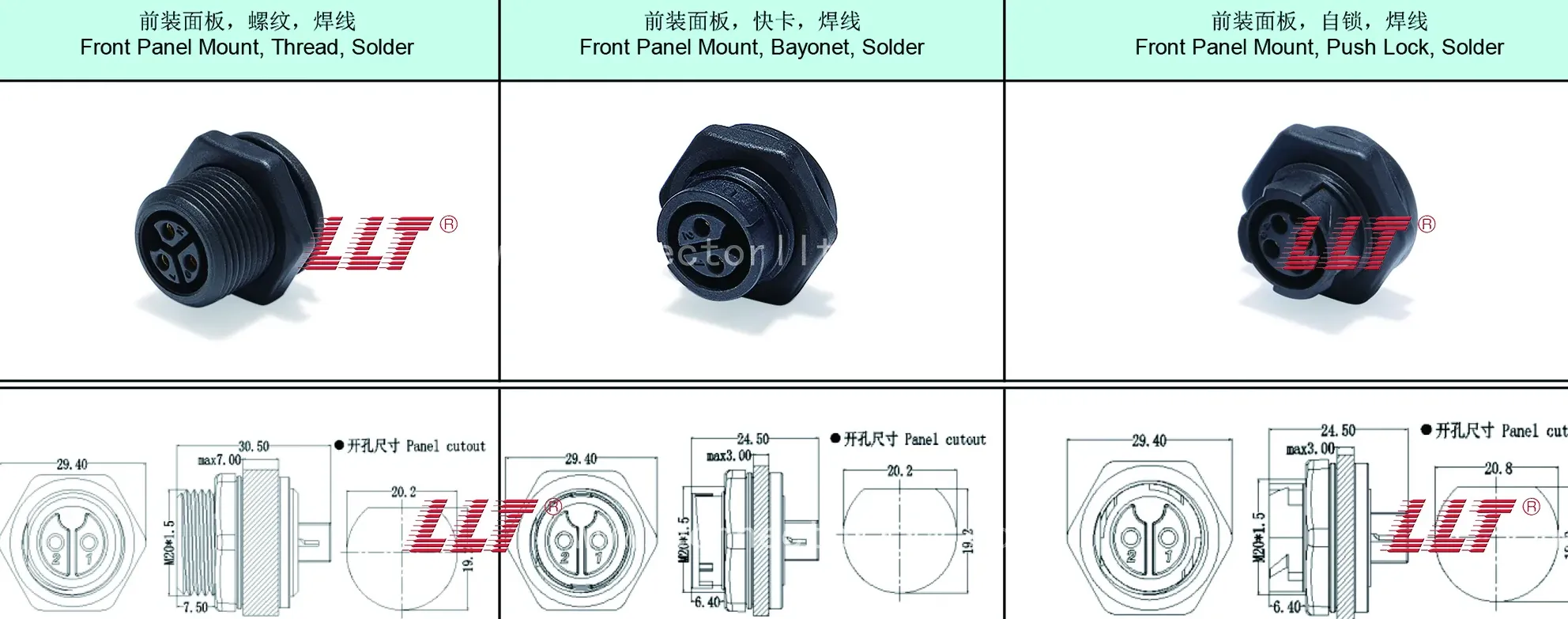 Injection Molded Female Connector, Male Pin