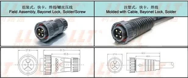 M16 Female Pin Male Connector
